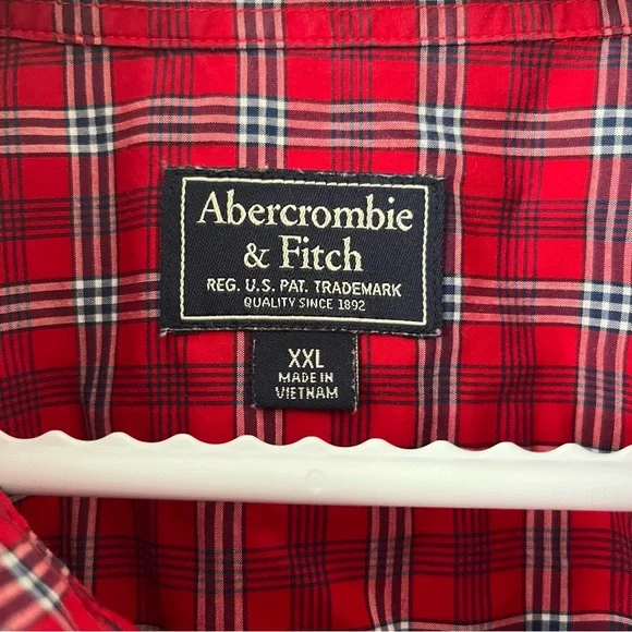 Abercrombie & Fitch Red Plaid Shirt 2XL MEN (excellent condition) - Picture 3 of 7